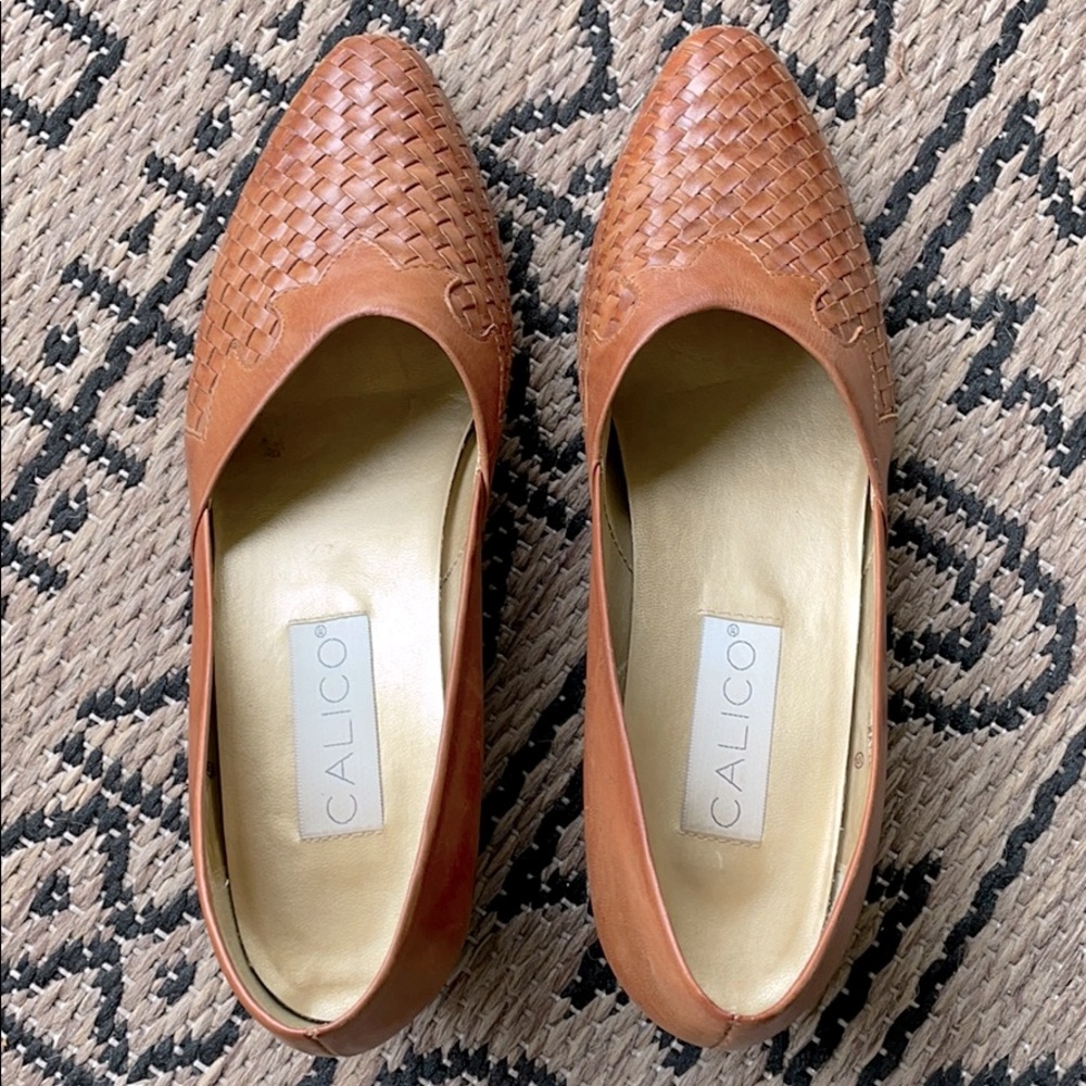 Vintage Calico Brown Leather Heels